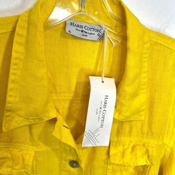 NWT Haris Cotton Long Sleeved 100% Linen Trucker Jacket Button up Size XL - Picture 7 of 10